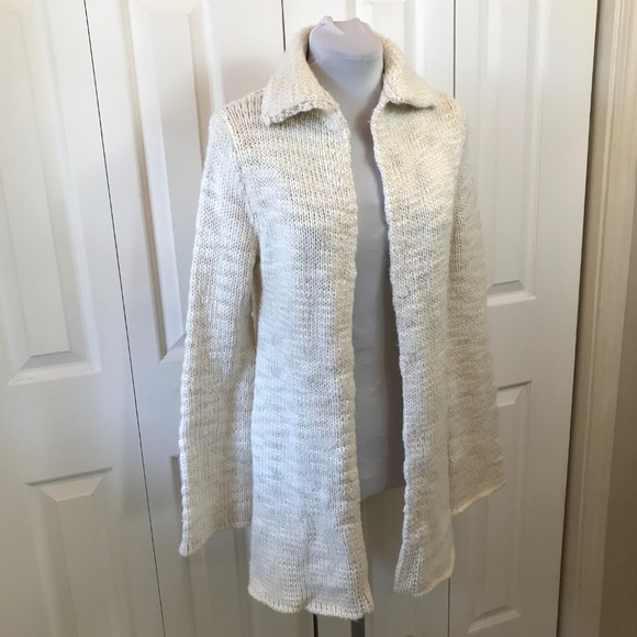 Express Cream Cardigan Duster Sweater Open Front - Picture 3 of 7